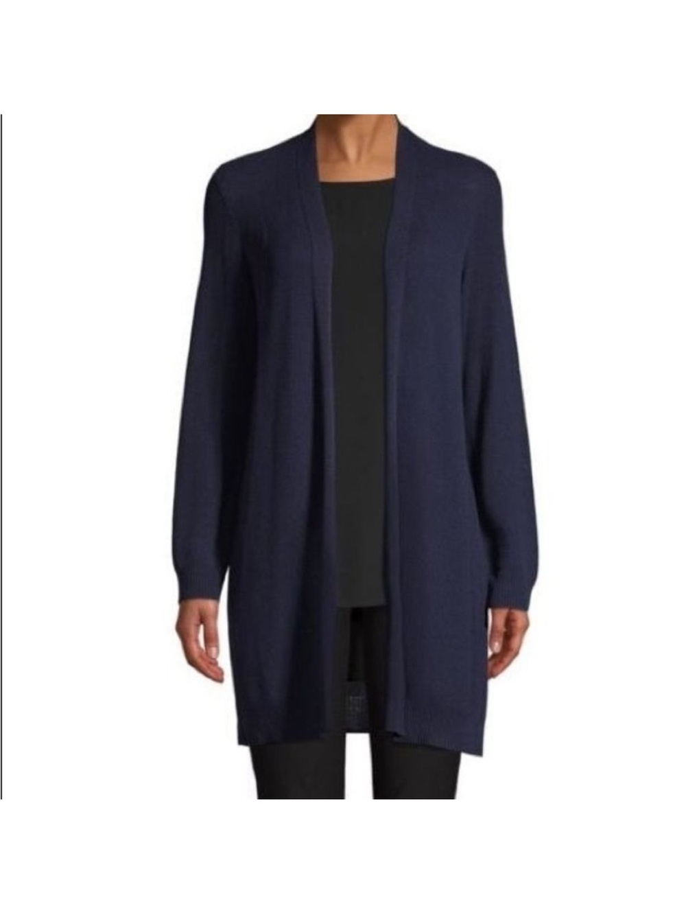 Eileen Fisher Simple Cardi Long Sleeve Open Front Cardigan Sweater Large